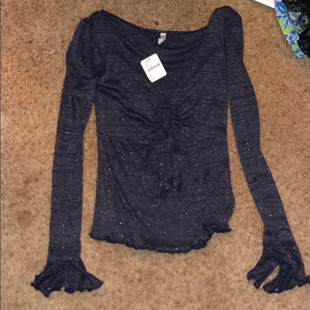 Free People Sparkling Midnight Long Sleeved Top